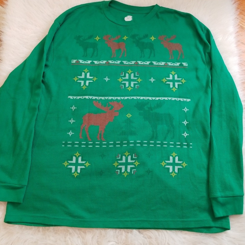 Dec.25th Ugly Sweater Thermal Shirt Size XXL